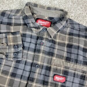 Milwaukee Gridiron Mens Large Brown Plaid Button Up Long Sleeve Workshirt